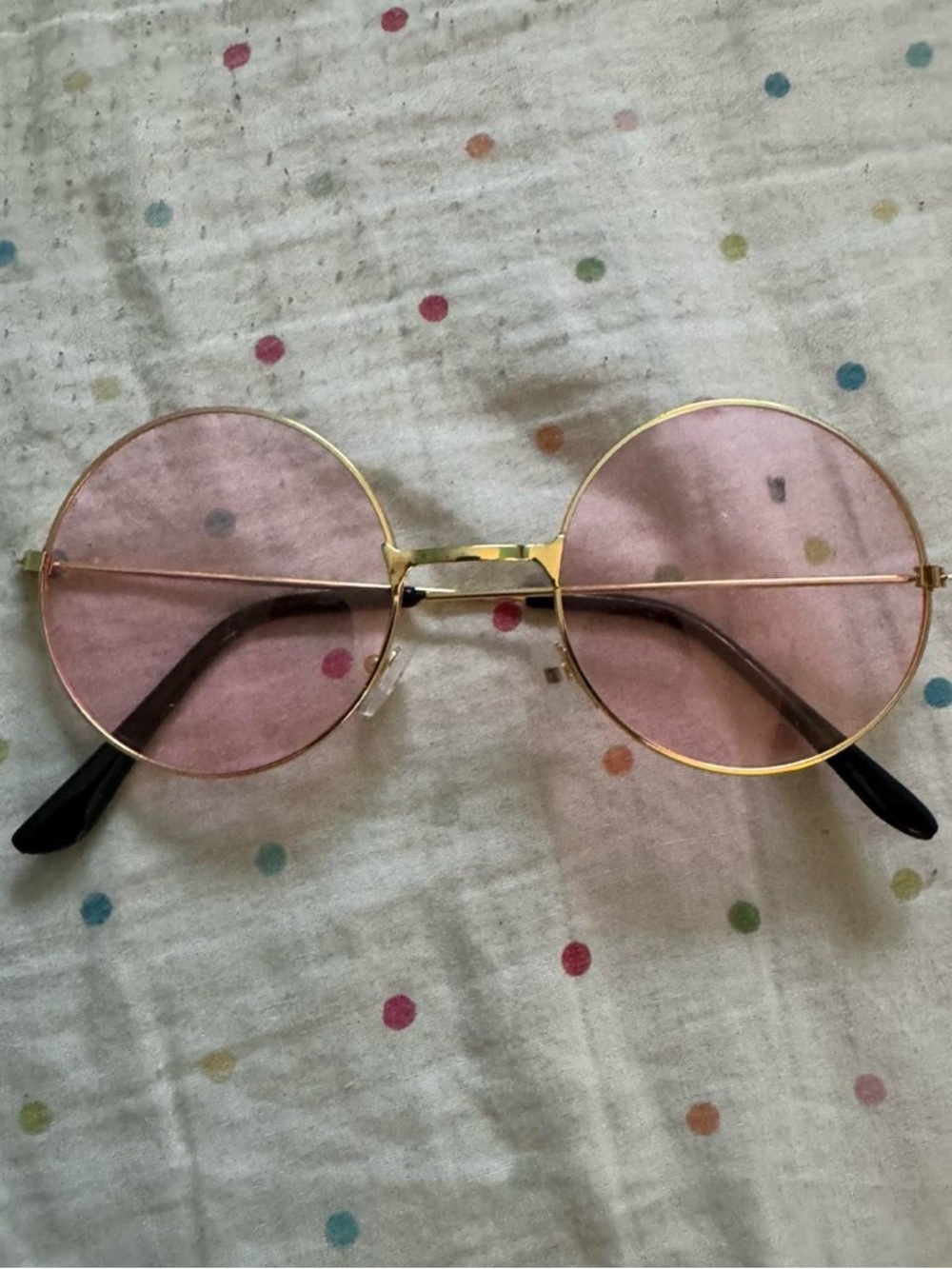 Round Pink Lens Sunglasses with Gold Frame